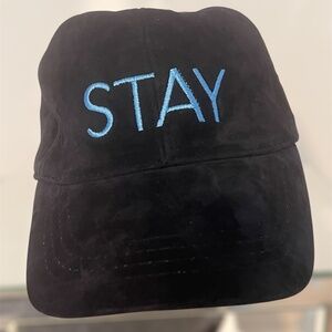 Hasko Black Suede Leather Adjustable Cap Hat